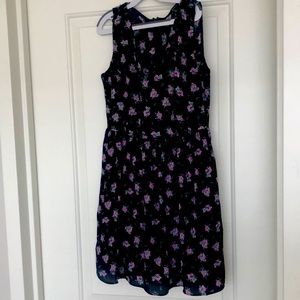 Forever 21 small black purple floral print dress